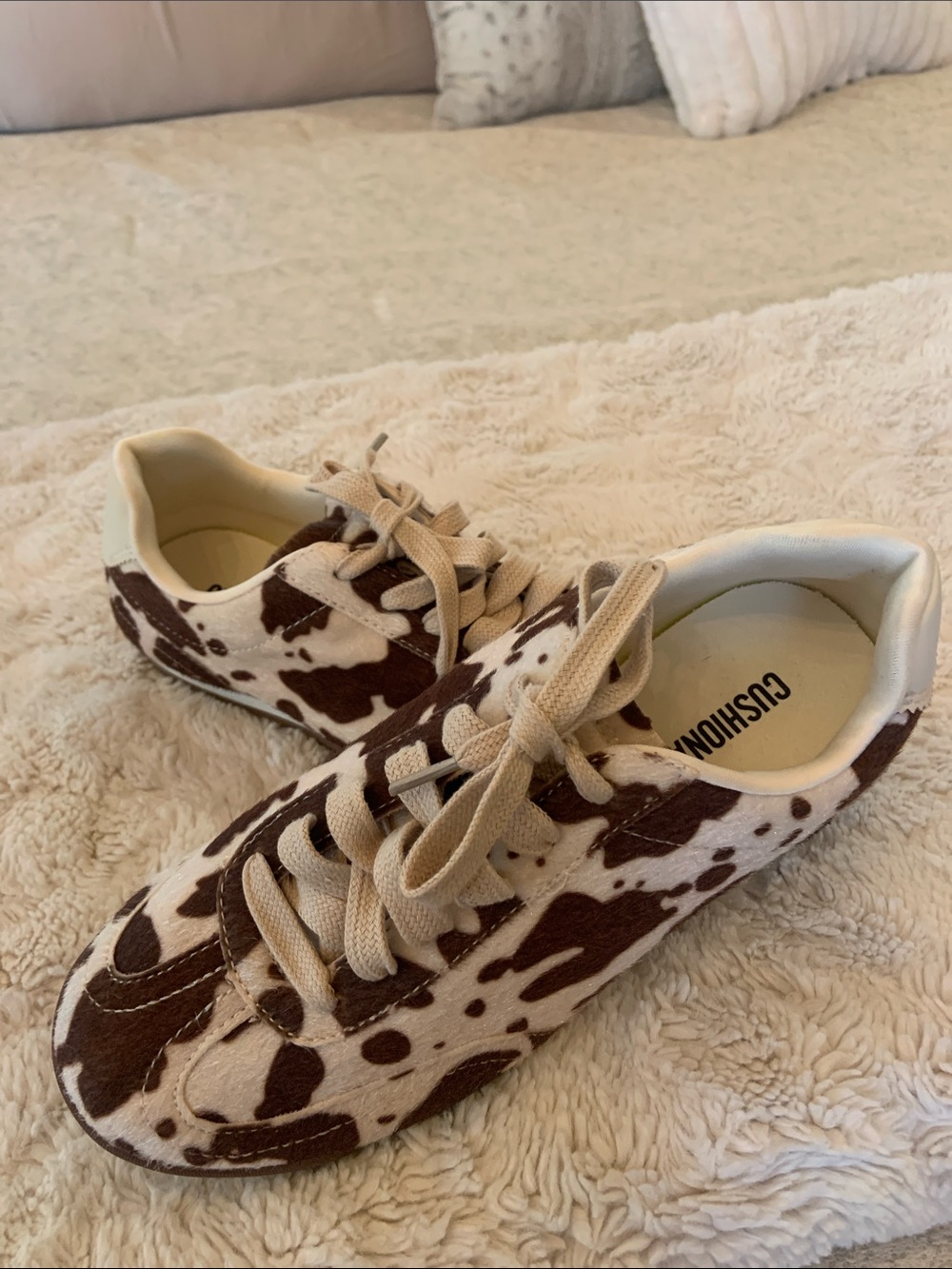 Cushionaire  cow print tennis shoes